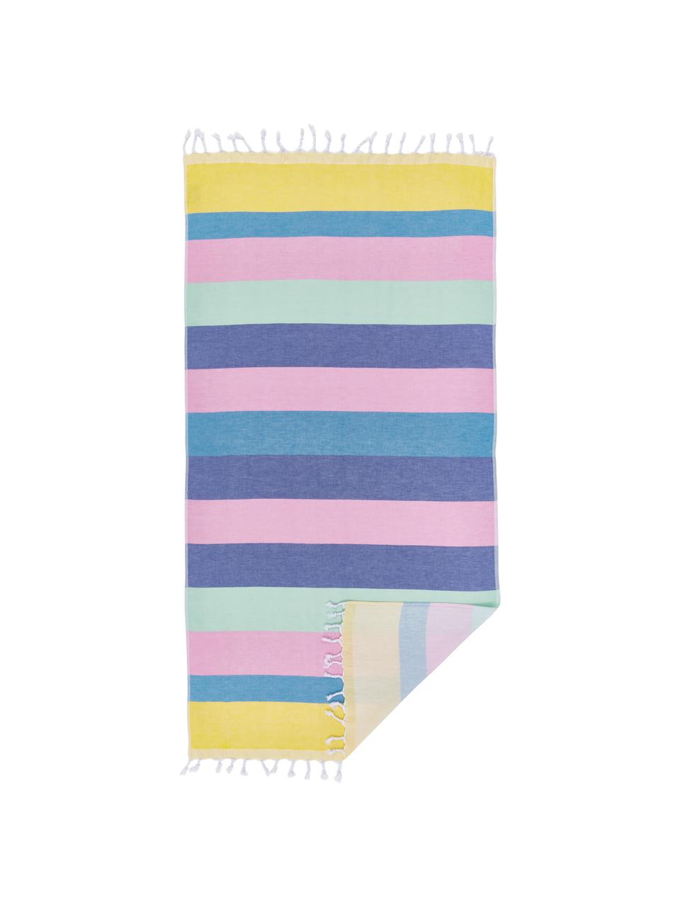 Hamamdoek Holidays, Katoen, lichte kwaliteit, 210 g/m², Geel, blauw, roze, groen, violet, B 90 x L 180 cm