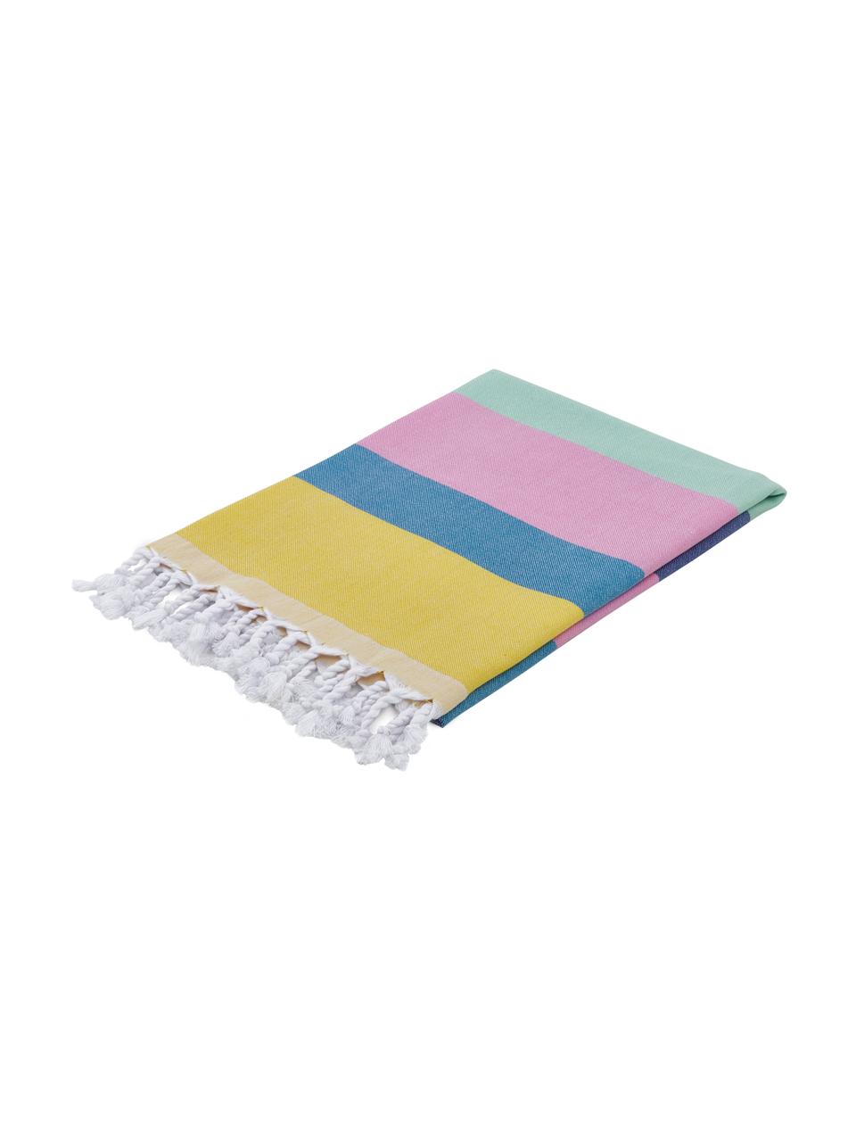 Hamamdoek Holidays, Katoen, lichte kwaliteit, 210 g/m², Geel, blauw, roze, groen, violet, B 90 x L 180 cm