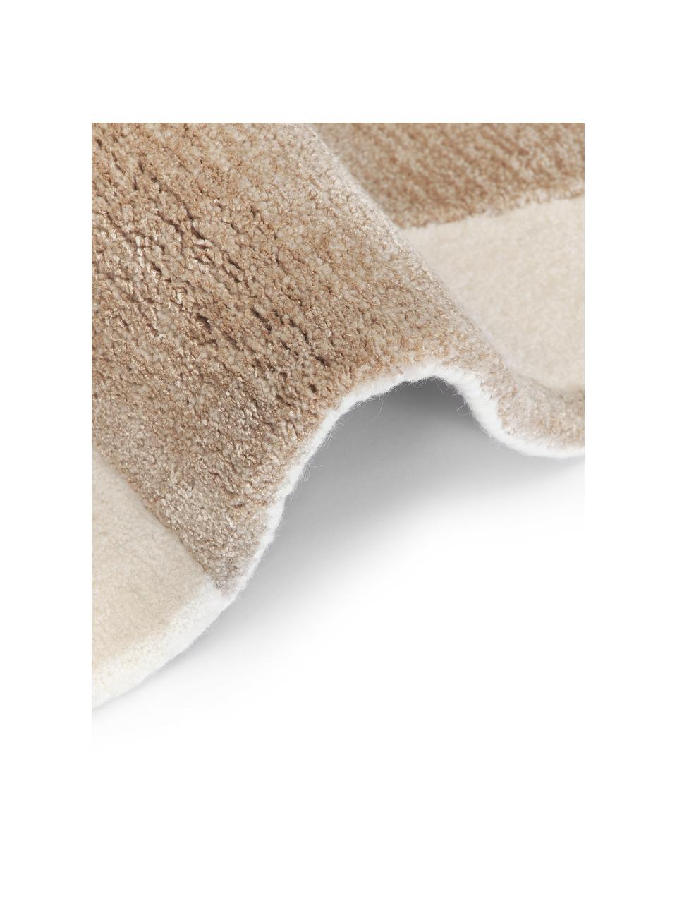 Tappeto in lana toupe/bianco crema taftato a mano con struttura alta-bassa Corin, Retro: 100% cotone Nel caso dei , Marrone, beige, Larg. 80 x Lung. 150 cm (taglia XS)