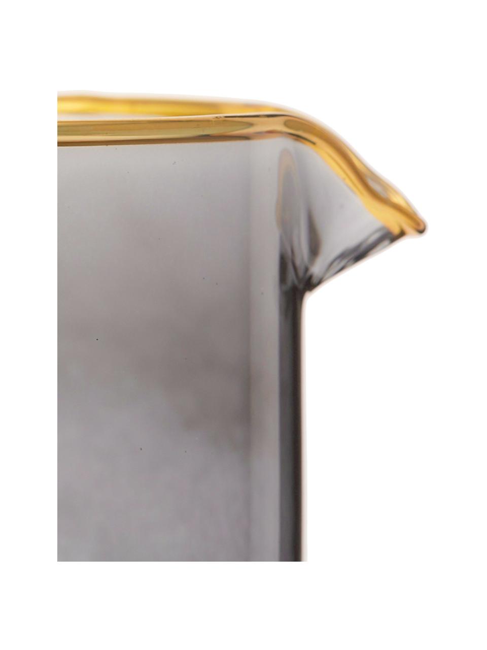 Krug Chloe in Graublau mit Goldrand, 1.6 L, Glas, Graublau, H 25 cm, 1.6 L
