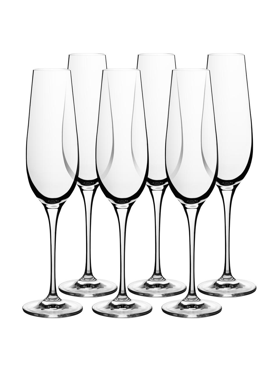 Kryształowy kieliszek do szampana Harmony, 6 szt., Szkło kryształowe o najwyższym połysku, szczególnie widocznym poprzez odbijanie światła
Magiczny blask sprawia, że każdy łyk szampana jest wyjątkowym doznaniem, Transparentny, 200 ml