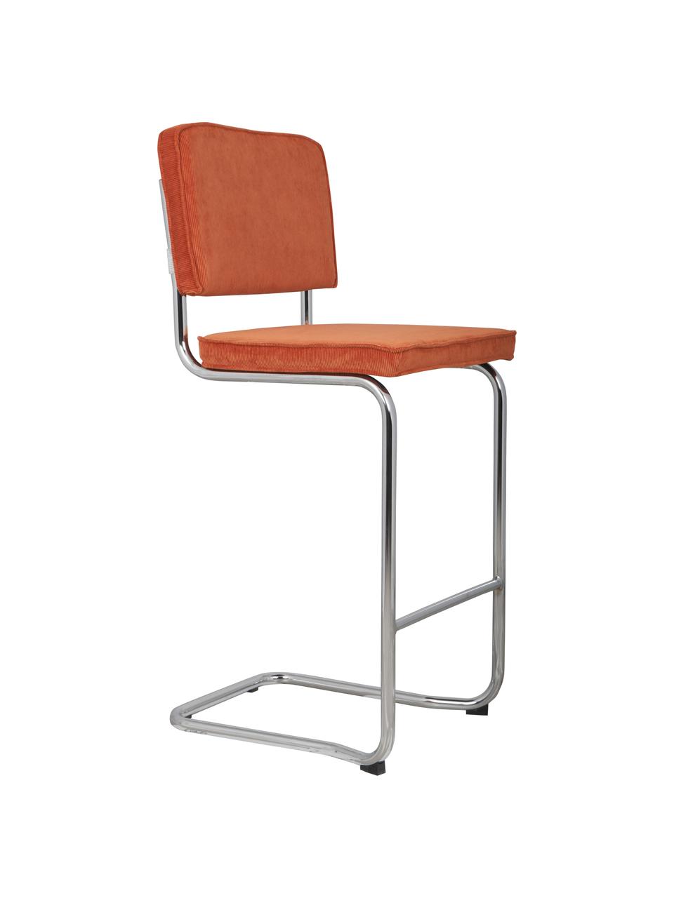 Tabouret de bar velours côtelé Kink, Rouge, larg. 50 x prof. 48 cm