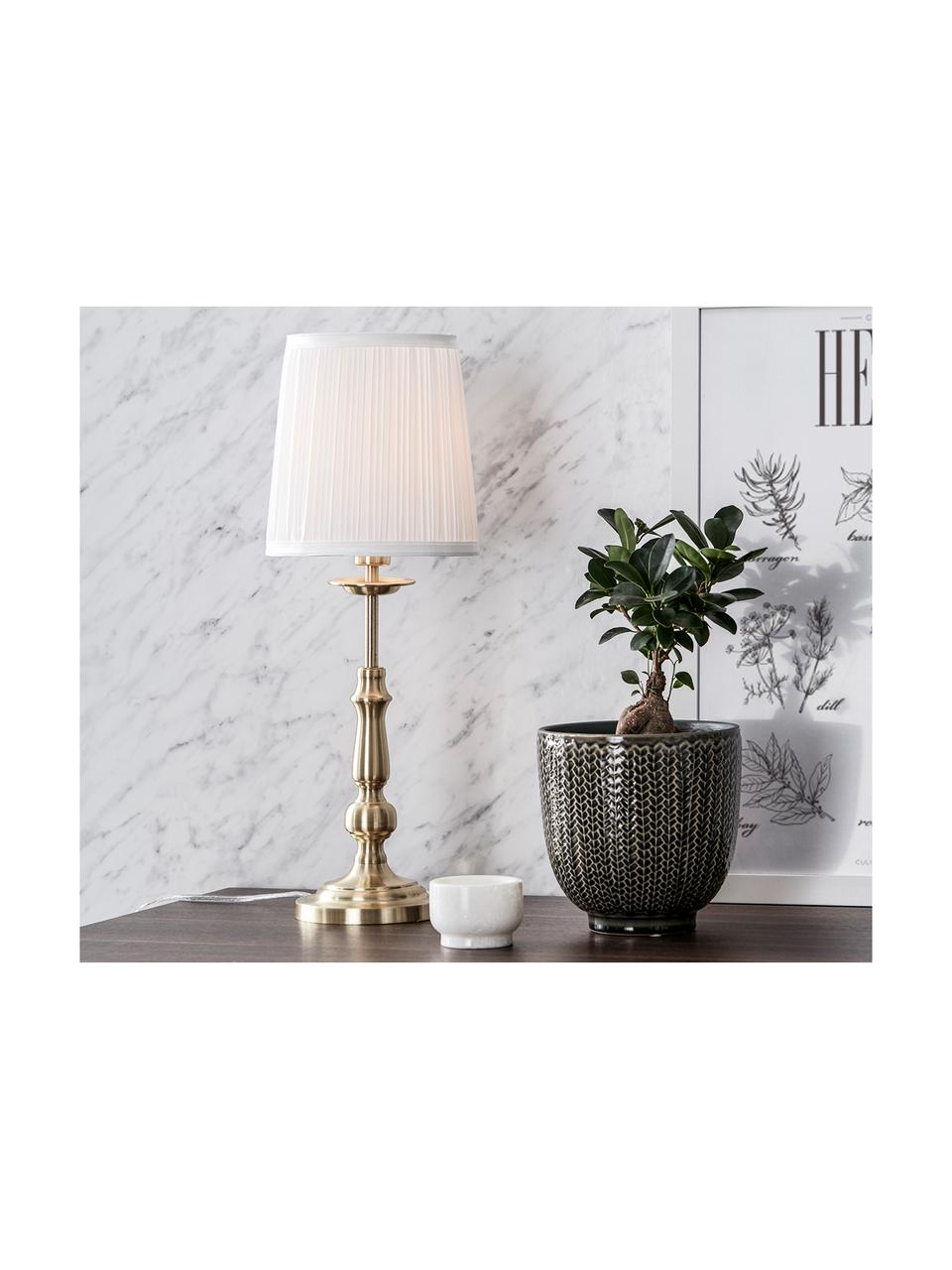 Lampada da tavolo in ottone Imperial, Paralume: poliestere, Base della lampada: metallo ottonato, Bianco, ottone, Ø 18 x Alt. 49 cm
