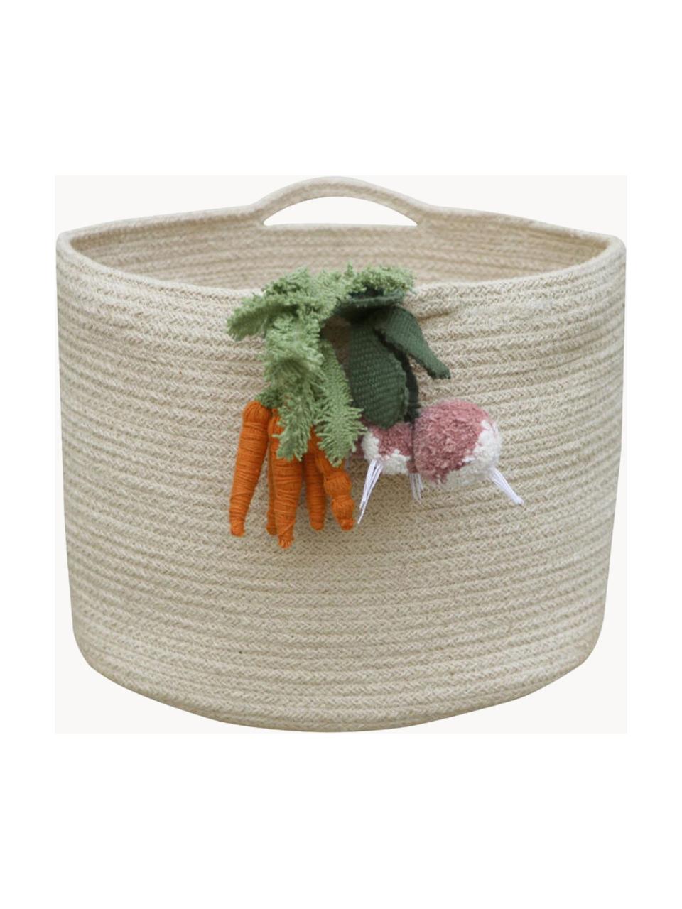 Cesto portaoggetti per bambini fatto a mano Veggies, 97% cotone, 3% fibra sintetica, Beige chiaro, multicolore, Ø 30 x Alt. 23 cm