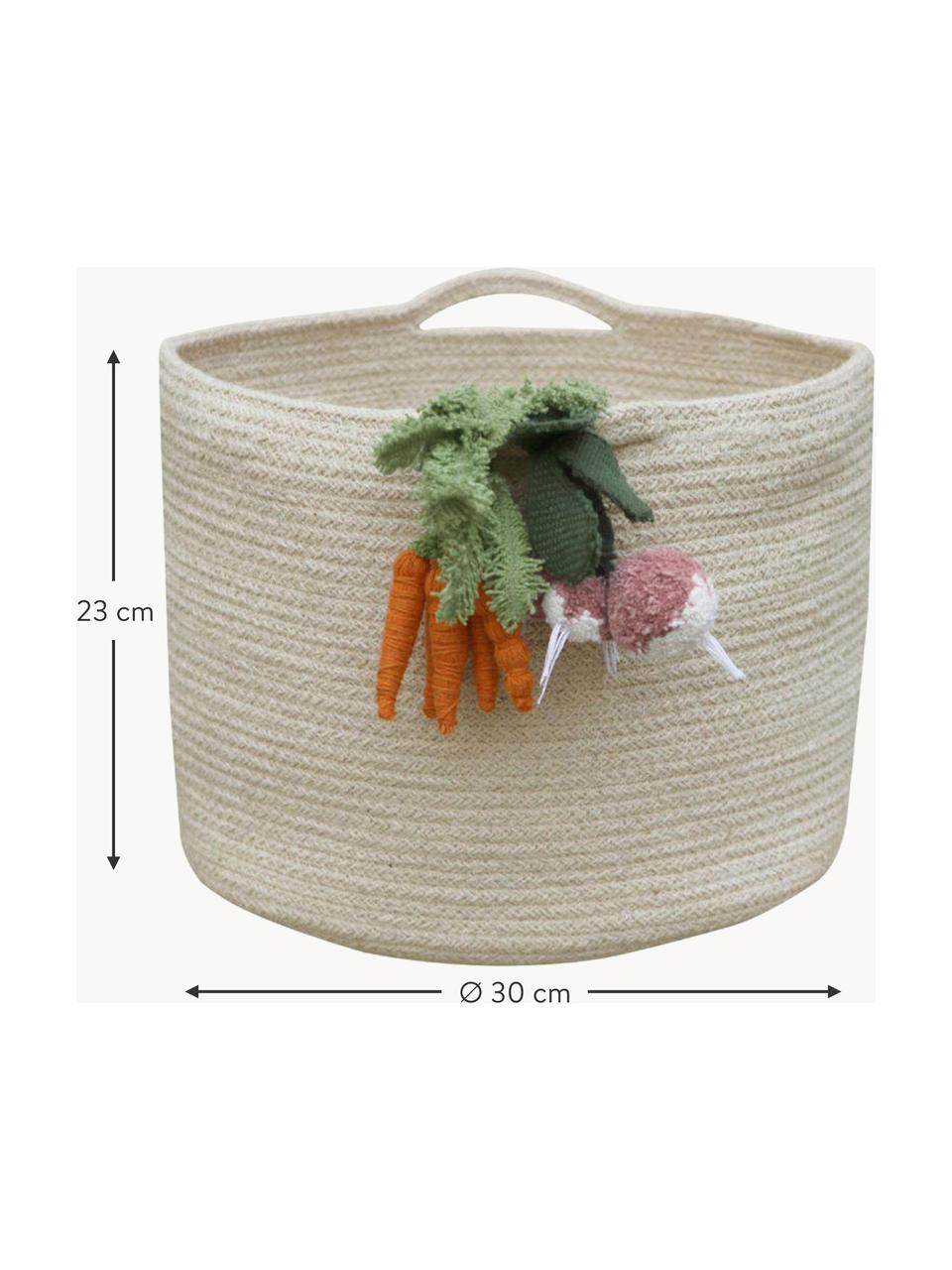 Cesto portaoggetti per bambini fatto a mano Veggies, 97% cotone, 3% fibra sintetica, Beige chiaro, multicolore, Ø 30 x Alt. 23 cm