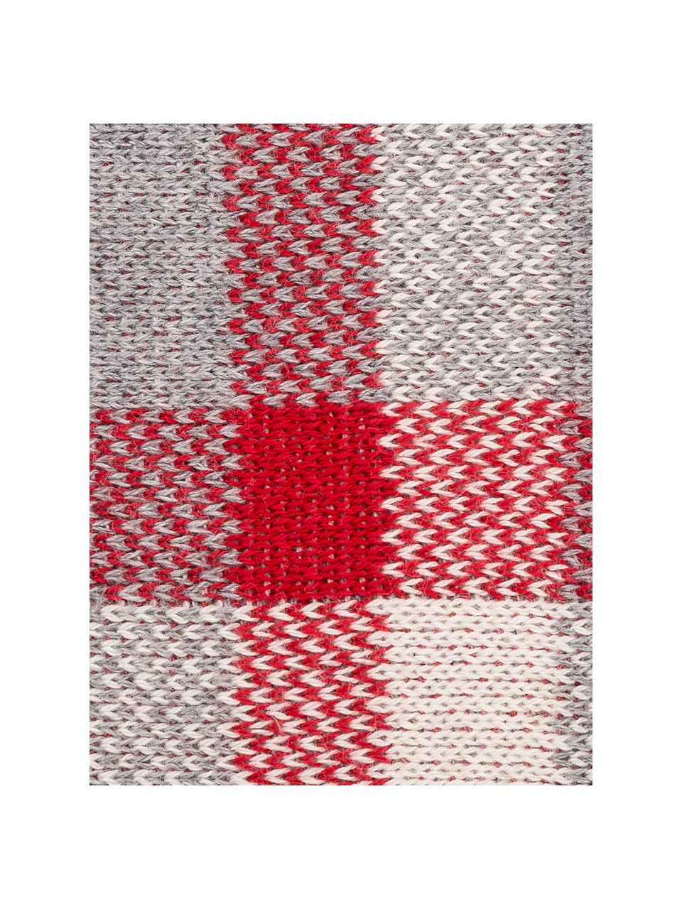 Housse de coussin 40x40 carreaux Louis, Gris, blanc, rouge