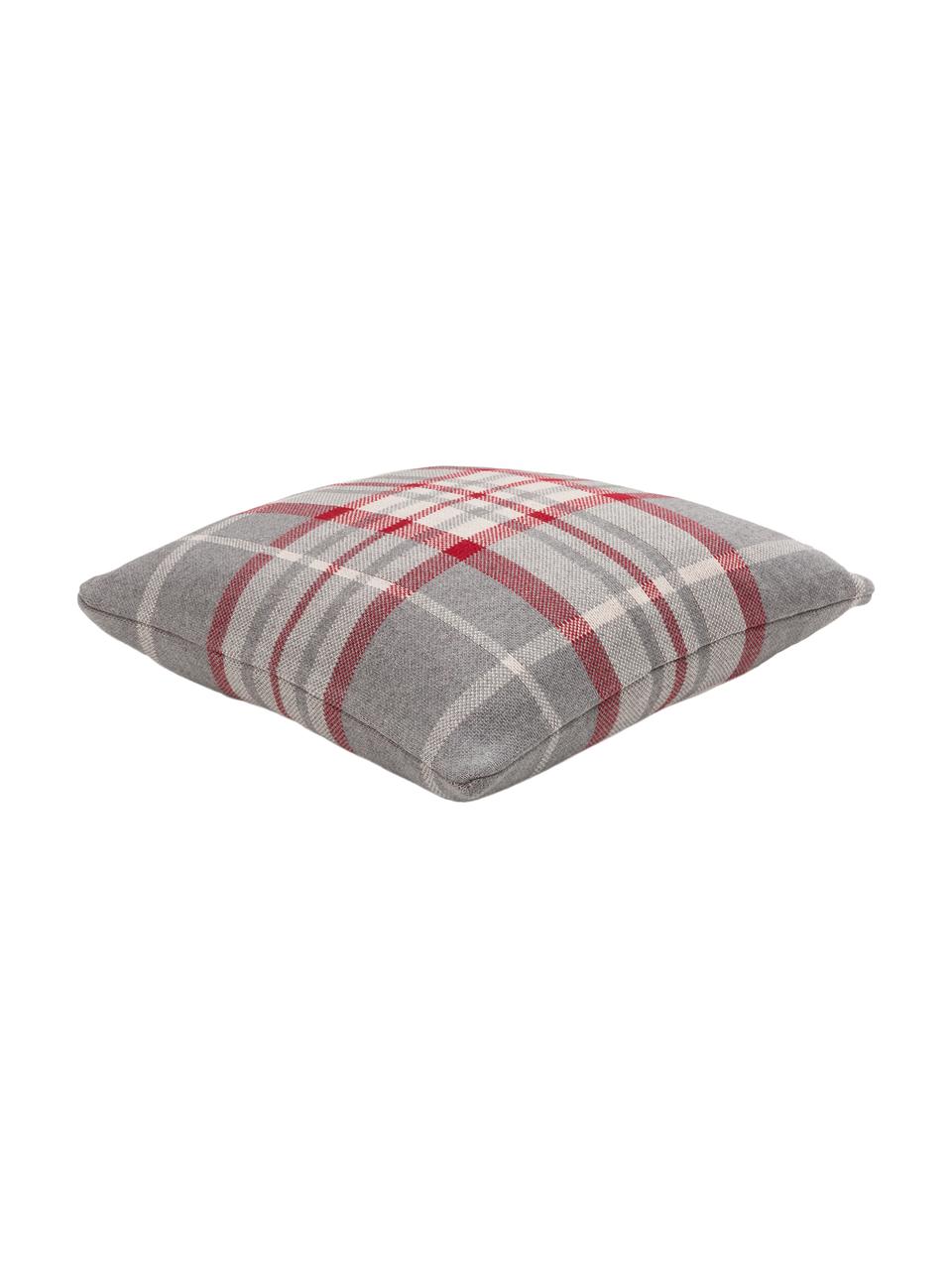 Housse de coussin 40x40 carreaux Louis, Gris, blanc, rouge