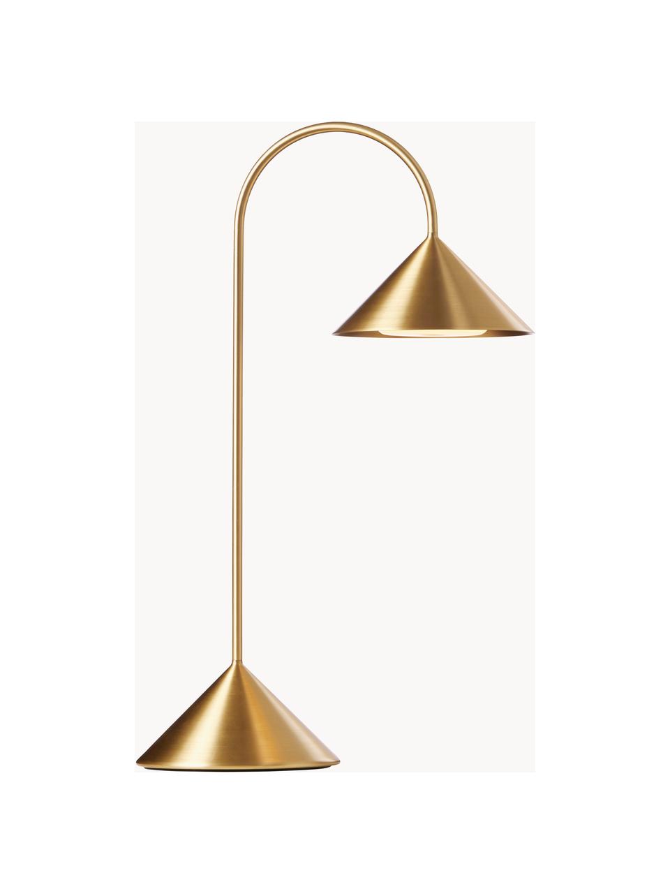 Prenosná exteriérová stolová LED lampa Grasp, Leštené odtiene zlatej, Š 30 x V 47 cm