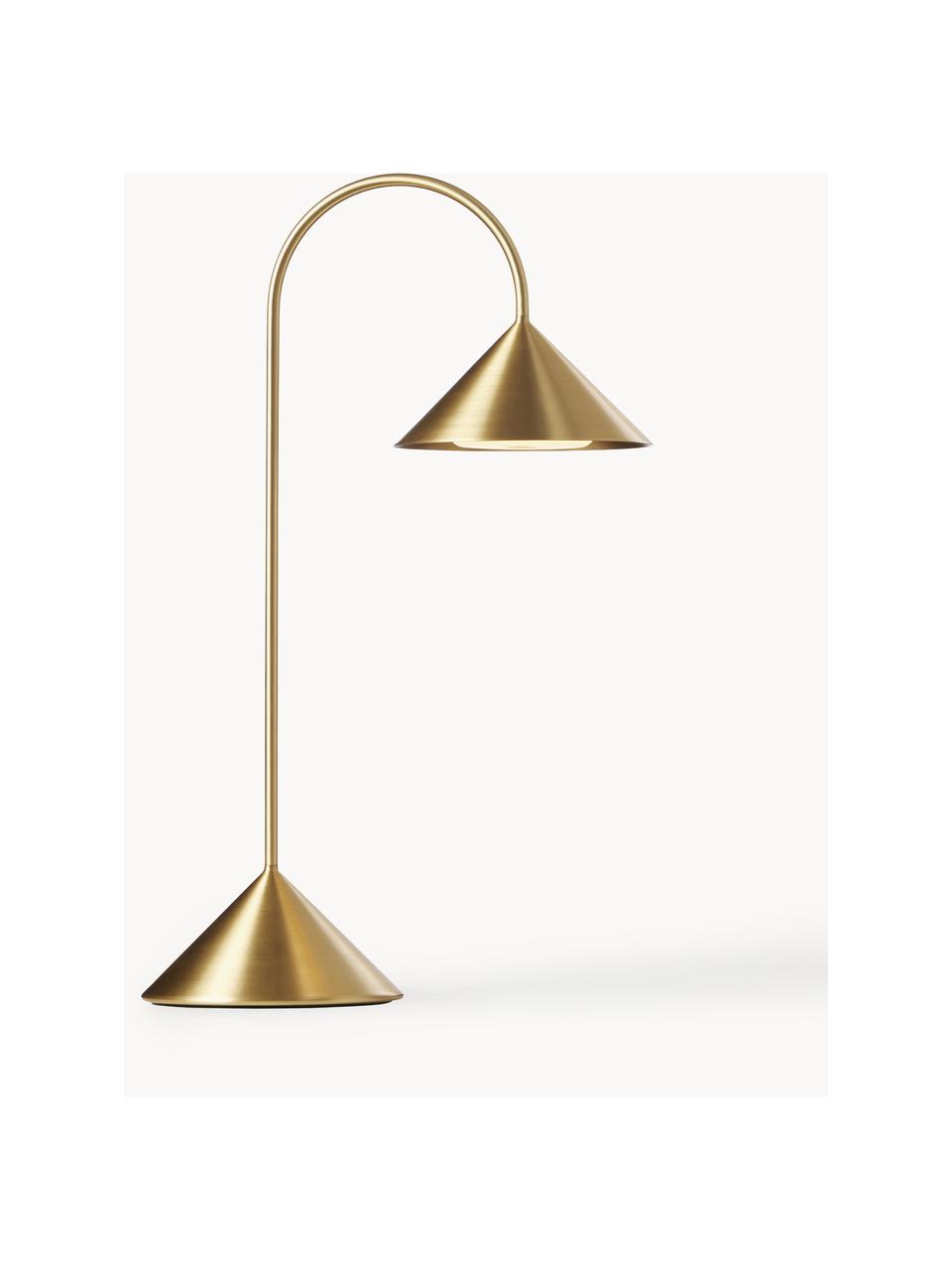 Prenosná exteriérová stolová LED lampa Grasp, Leštené odtiene zlatej, Š 30 x V 47 cm