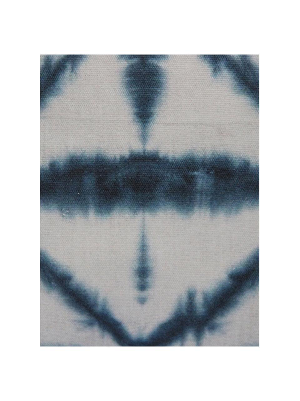Housse de coussin imprimé batik Hanna, Blanc, bleu