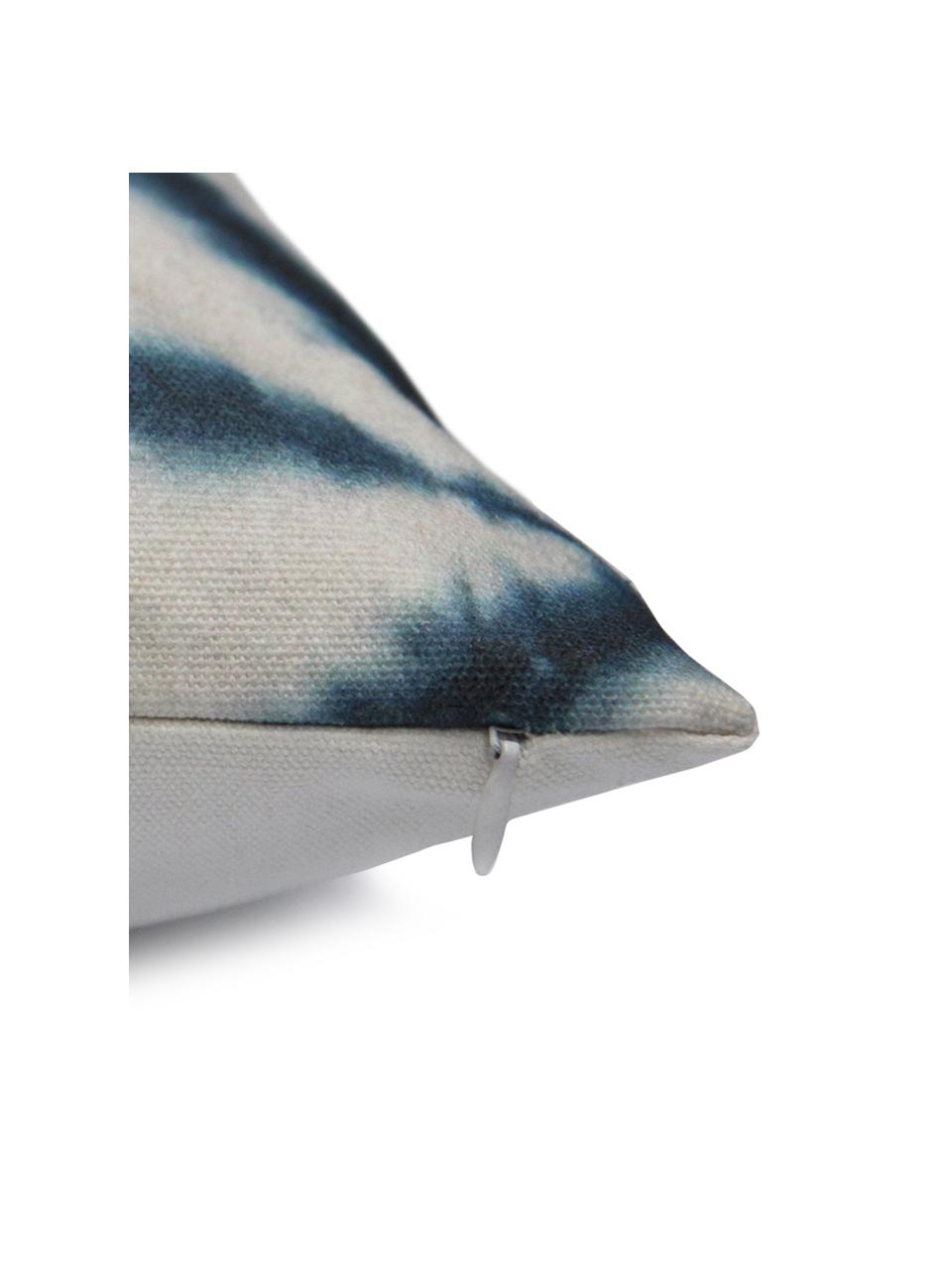 Povlak na polštář s batikovaným potiskem Hanna, Bílá, modrá