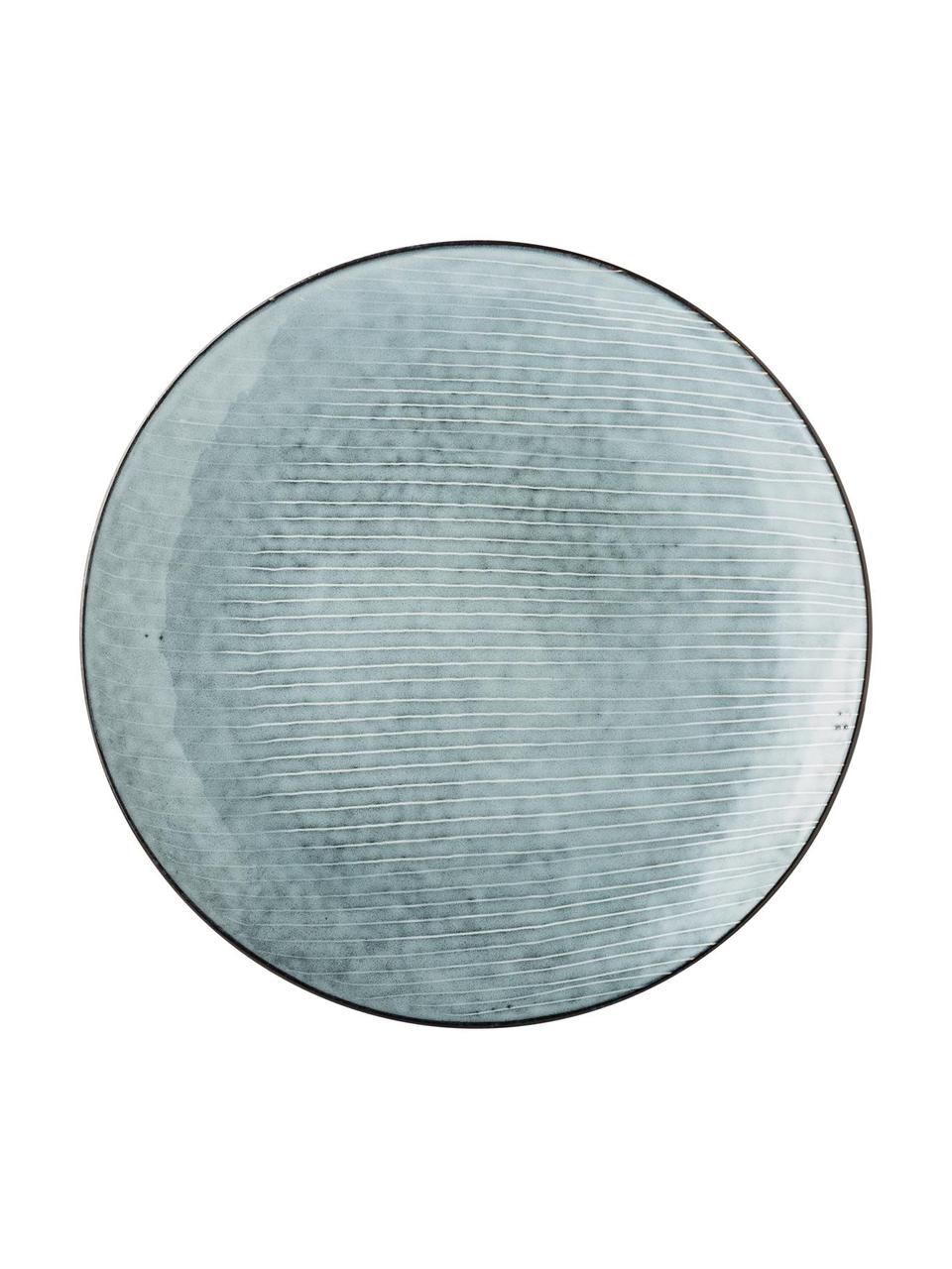 Ręcznie wykonana podstawka pod talerz Nordic Sea, 4 szt., Kamionka, Odcienie szarego, odcienie niebieskiego, Ø 31 cm