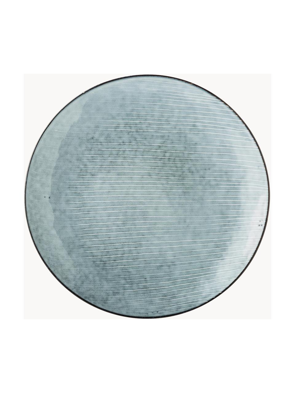 Dessous-de-plat artisanaux Nordic Sea, 4 pièces, Grès cérame, Gris-bleu, chiné, Ø 31 cm