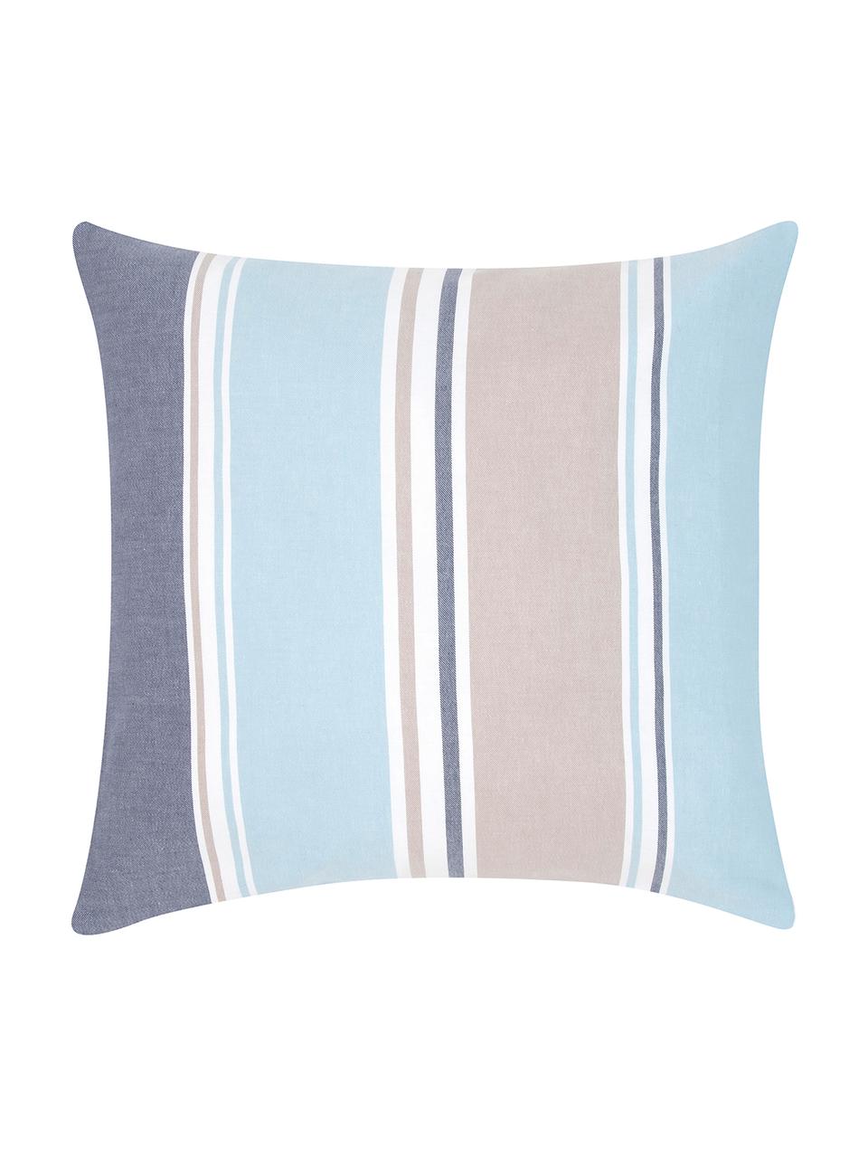 Housse de coussin à rayures bleu et beige Linea, Multicolore