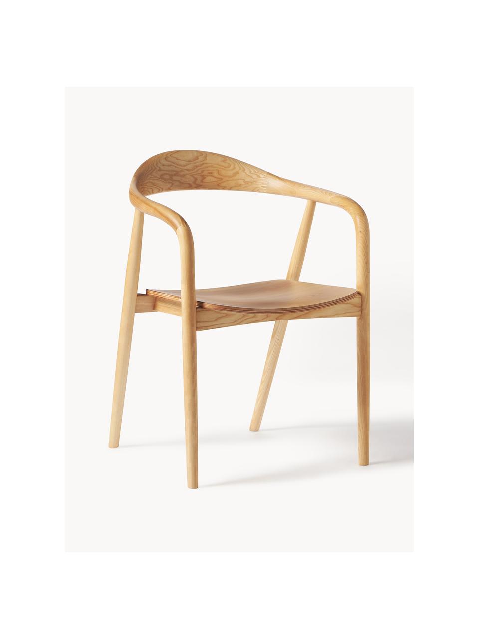 Krzesło z podłokietnikami z drewna Angelina, Jasne drewno jesionowe, S 57 x W 80 cm