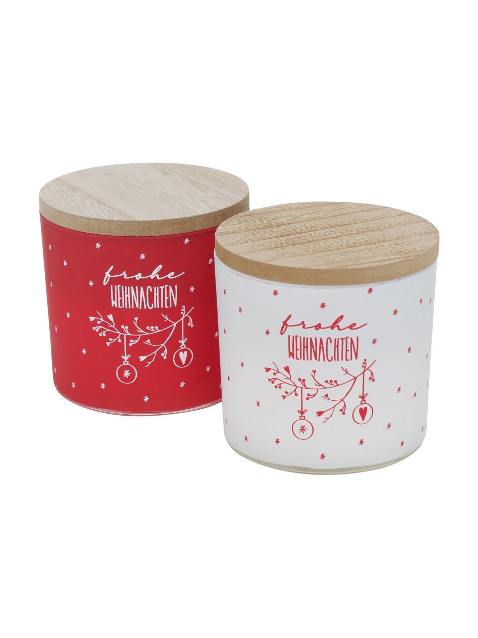 Set de velas perfumadas Lissi (vainilla y canela), 2 uds., Recipiente: vidrio, Rojo, blanco, Ø 8 x Al 8 cm