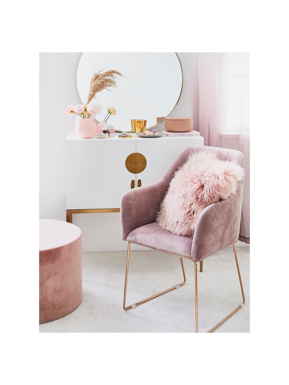 Stolička s opierkami so zamatovým čalúnením Isla, Zamat tmavoružová, nohy ružovozlatá