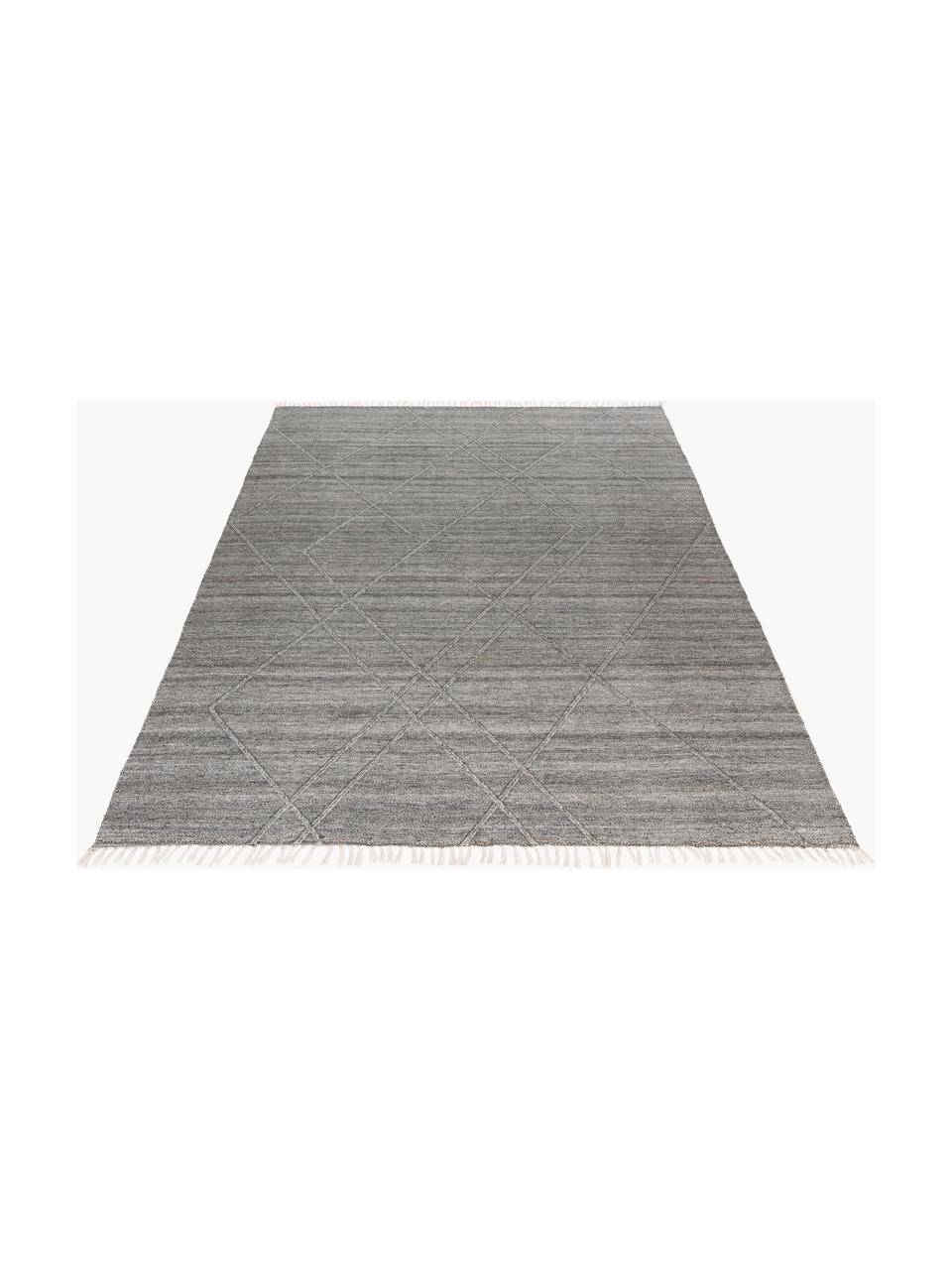 Alfombra de interior/exterior con flecos Maurea, 100% polietileno, Gris, An 80 x L 150 cm(Tamaño XS)