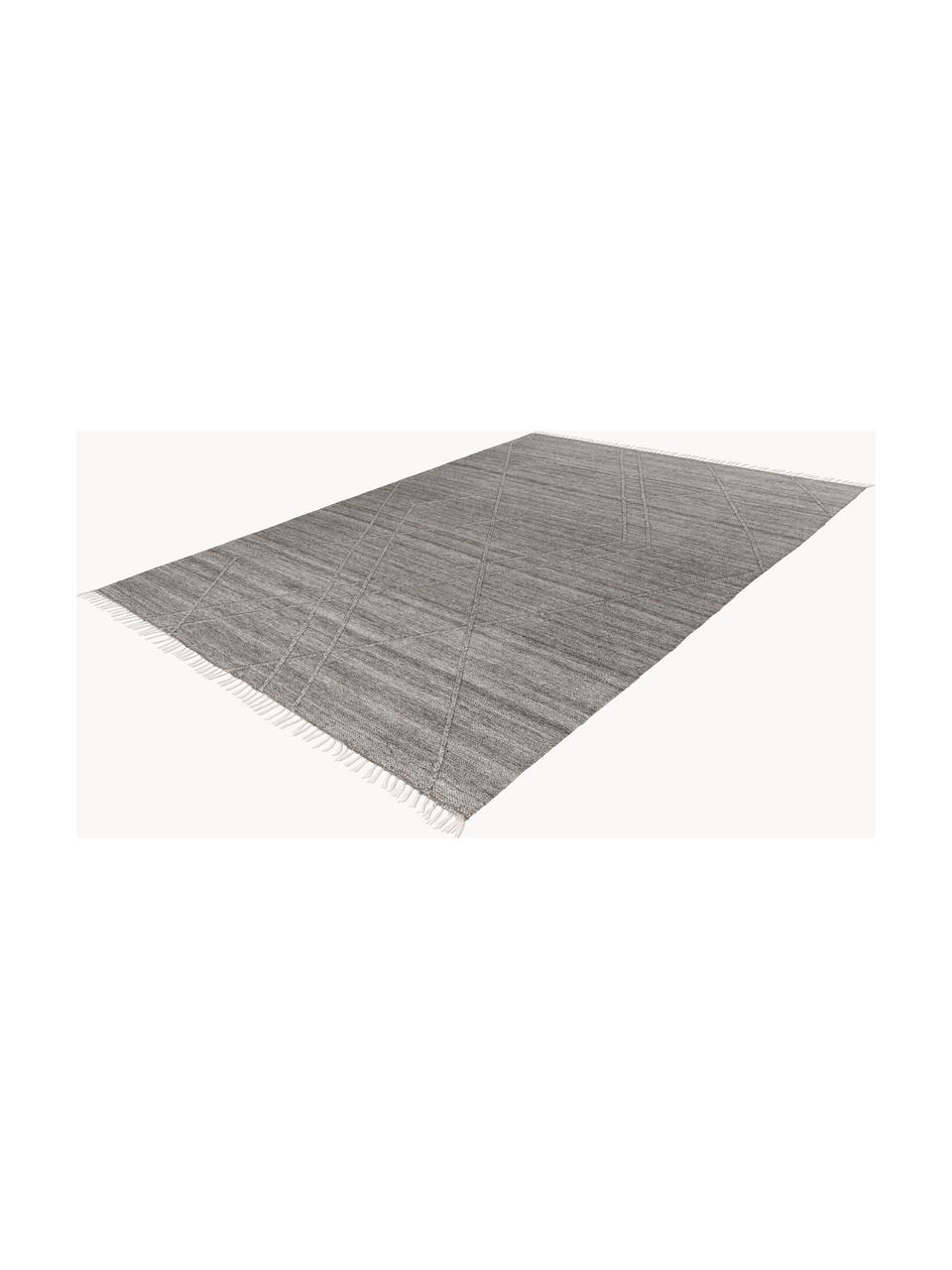 Alfombra de interior/exterior con flecos Maurea, 100% polietileno, Gris, An 80 x L 150 cm(Tamaño XS)