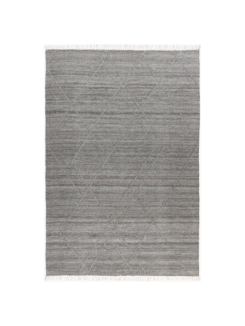 Alfombra de interior/exterior con flecos Maurea, 100% polietileno, Gris, An 80 x L 150 cm(Tamaño XS)