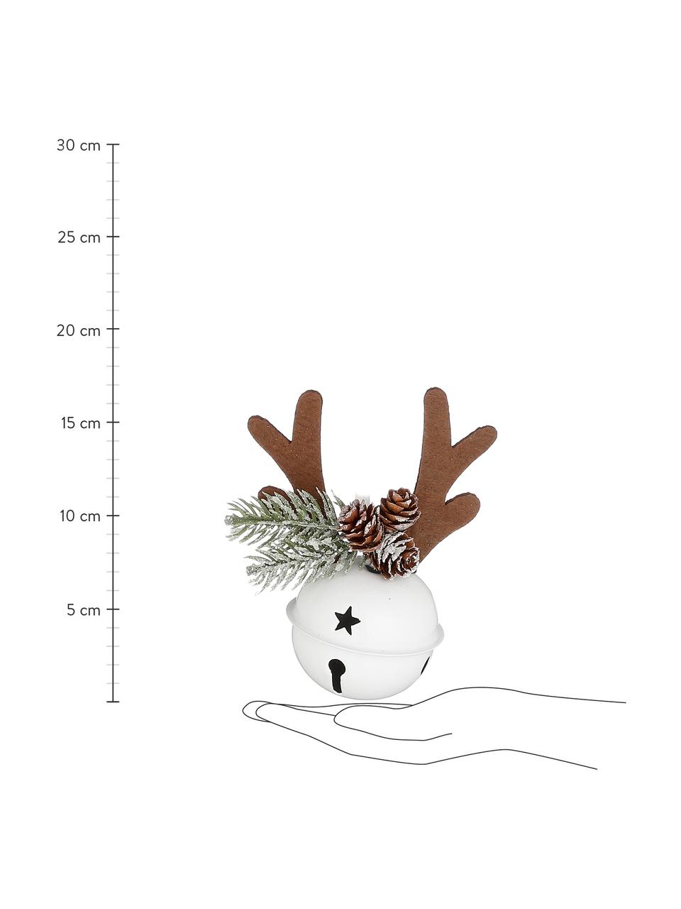 Ozdoba na stromček Reindeer, 2 ks, Potiahnutý kov, Biela, hnedá, zelená, Š 11 x V 17 cm