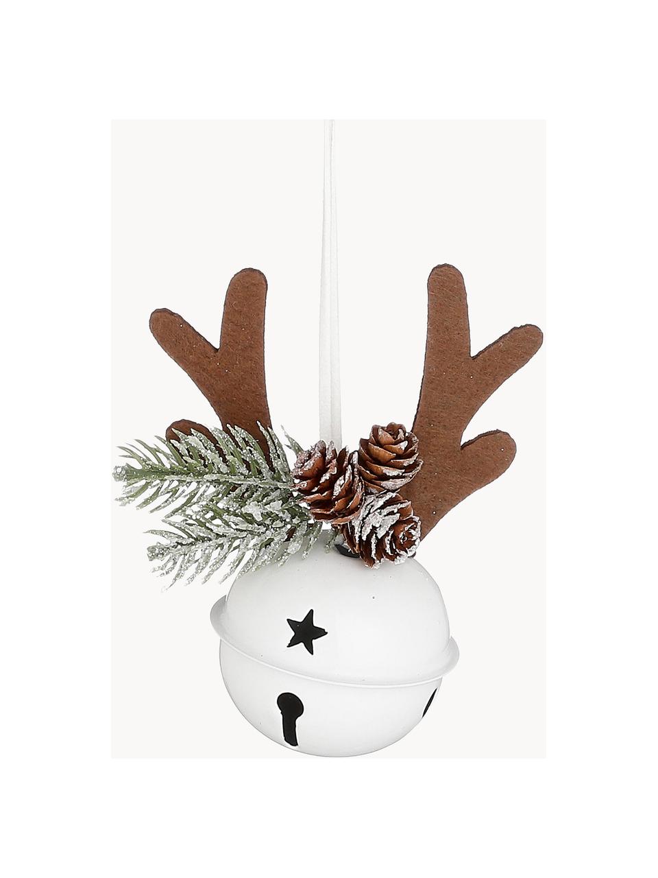 Ozdoba na stromček Reindeer, 2 ks, Potiahnutý kov, Biela, hnedá, zelená, Š 11 x V 17 cm