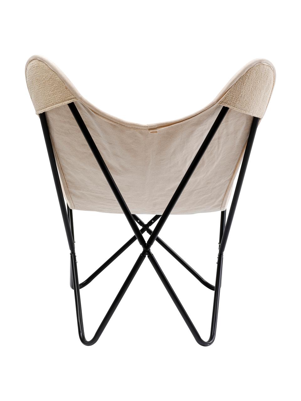 Fauteuil lounge en soie California, Blanc crème, noir, larg. 70 x prof. 75 cm