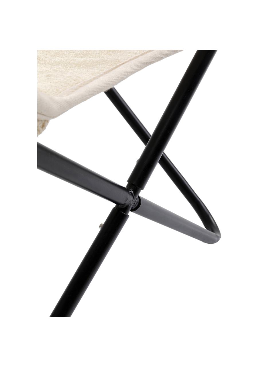 Fauteuil lounge en soie California, Blanc crème, noir, larg. 70 x prof. 75 cm
