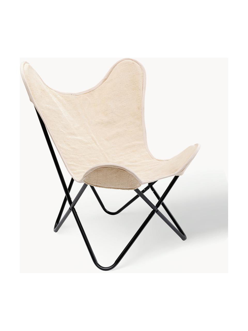 Fauteuil lounge California, Blanc crème, noir, larg. 70 x prof. 75 cm