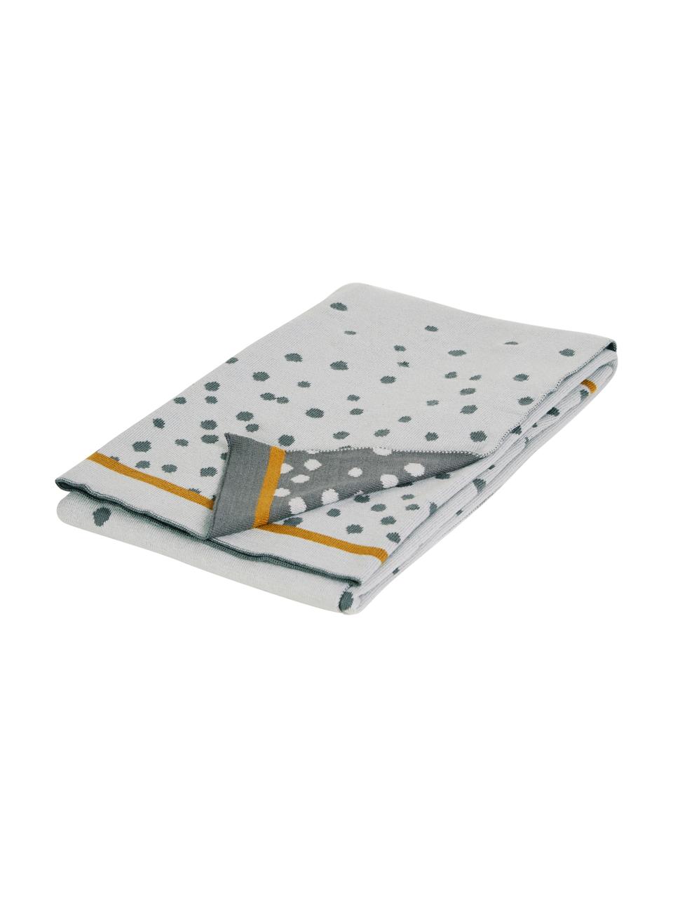 Coperta lavorata a maglia Happy Dots, Grigio, Larg. 80 x Lung. 100 cm