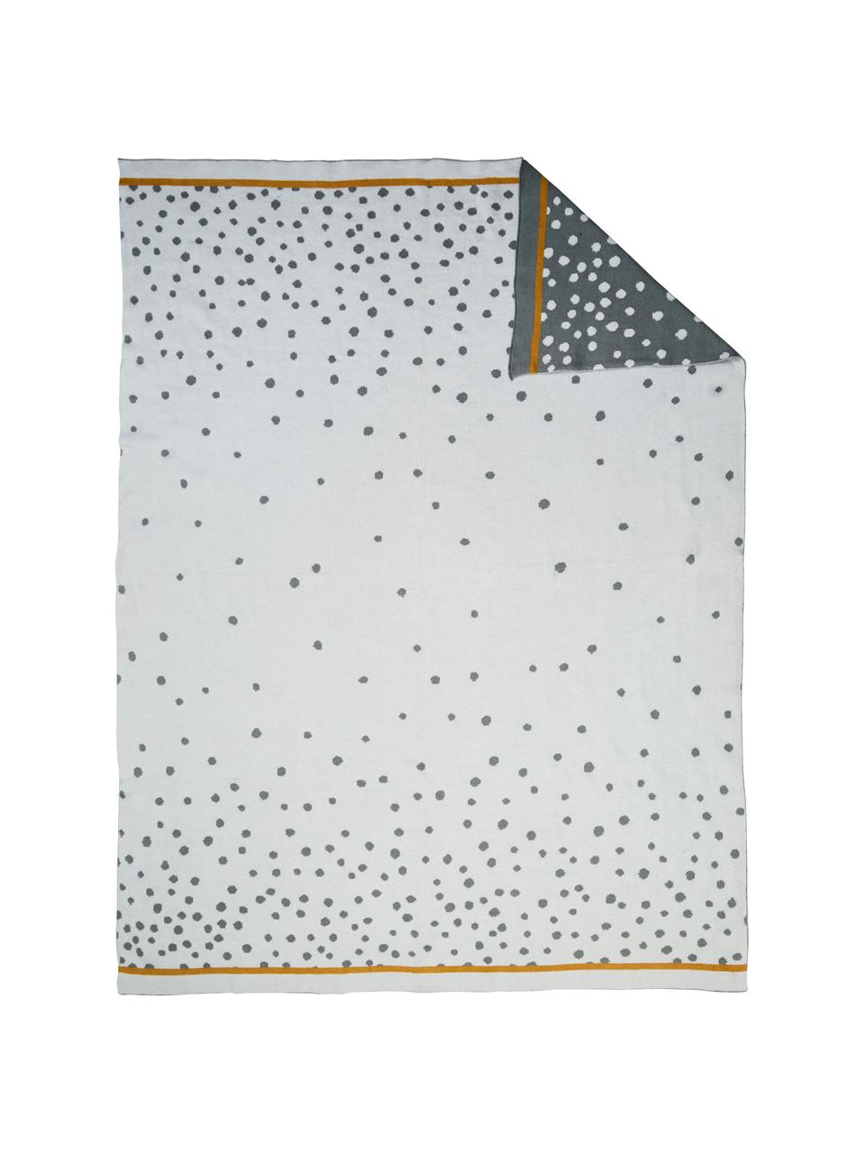 Coperta lavorata a maglia Happy Dots, Grigio, Larg. 80 x Lung. 100 cm