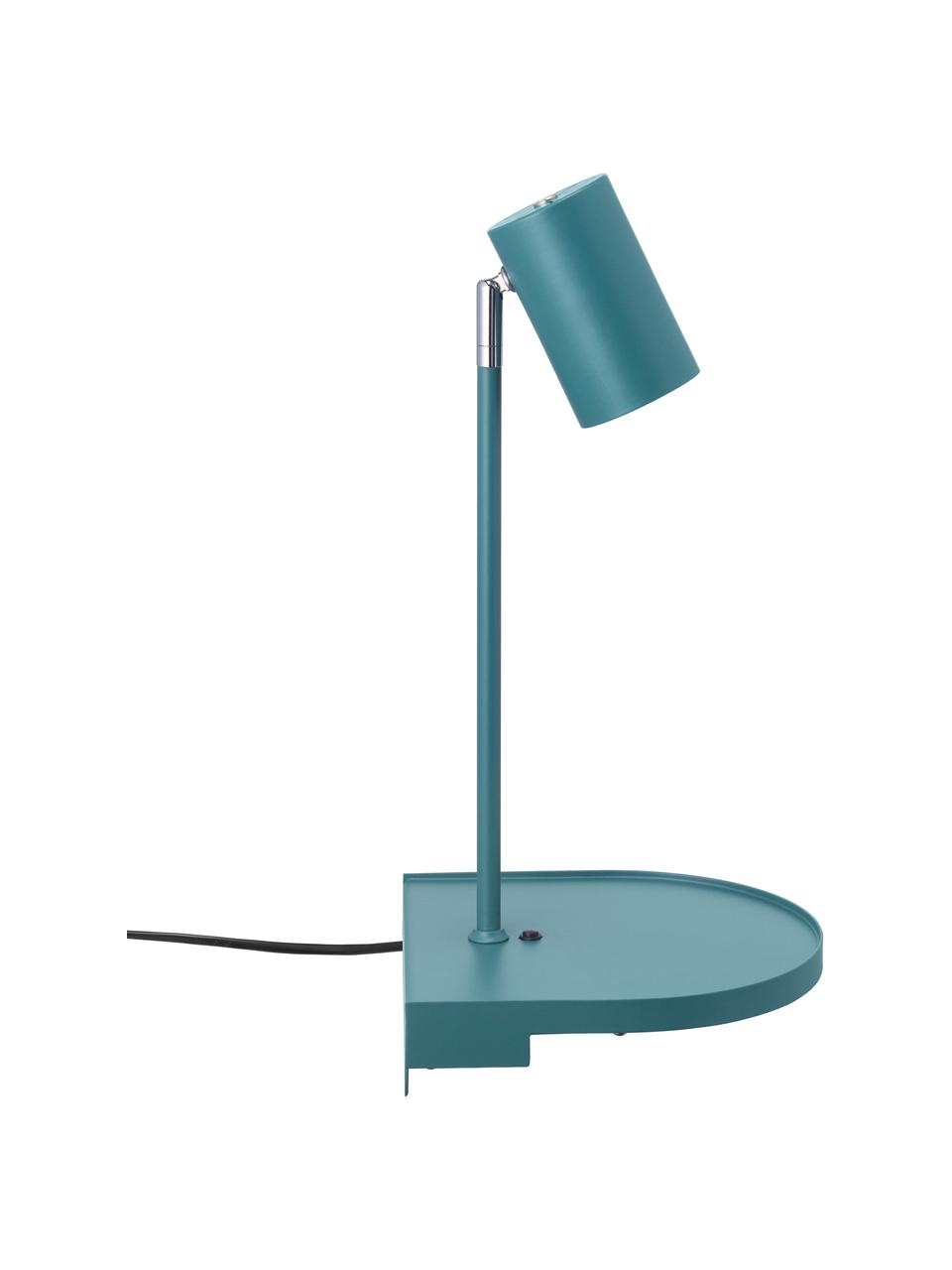Große Verstellbare Wandleuchte Colly mit Stecker und USB-Anschluss, Lampenschirm: Metall, beschichtet, Türkis, 20 x 43 cm