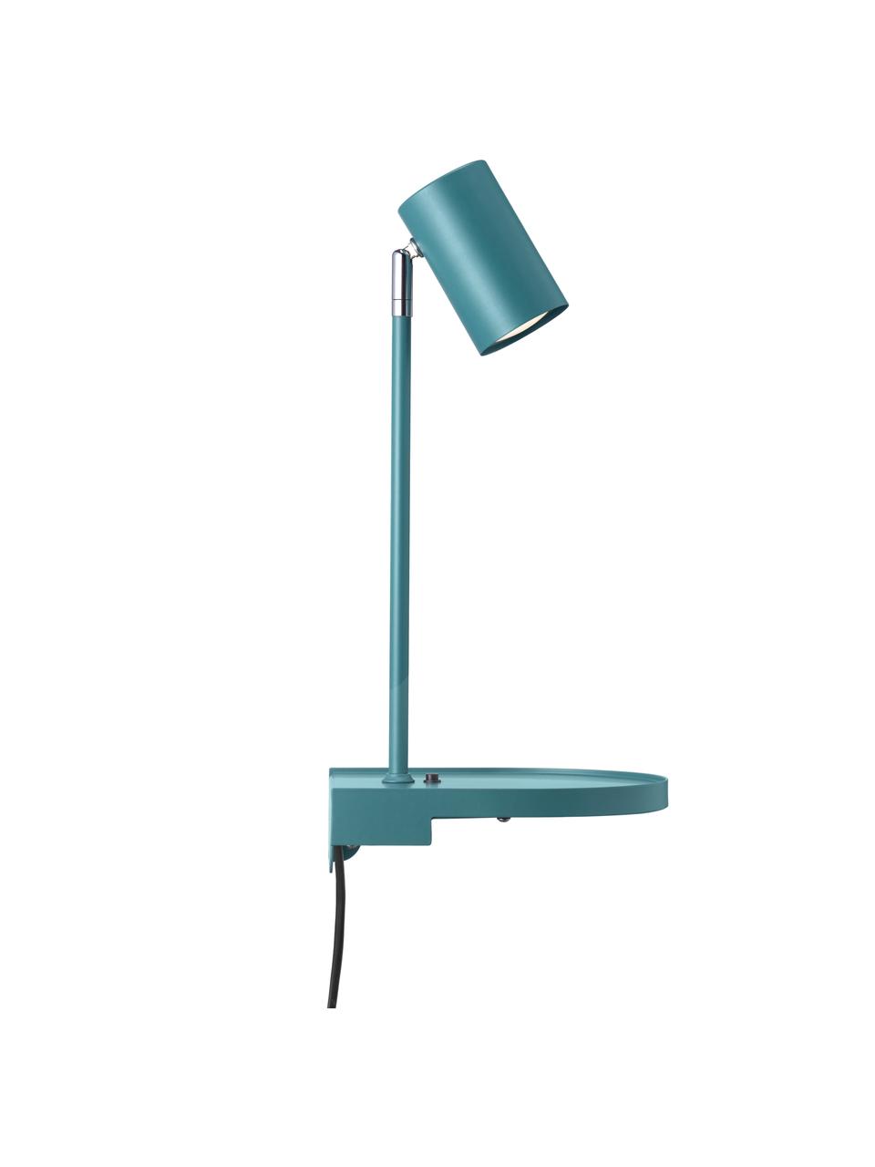 Grote verstelbare wandlamp Colly met stekker en USB aansluiting, Lampenkap: gecoat metaal, Turquoise, 20 x 43 cm