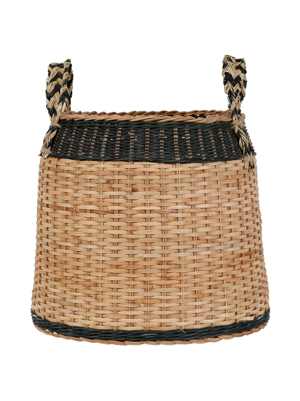 Kosz do przechowywania z rattanu Sumatra, Rattan, Czarny, beżowy, Ø 42 x W 45 cm