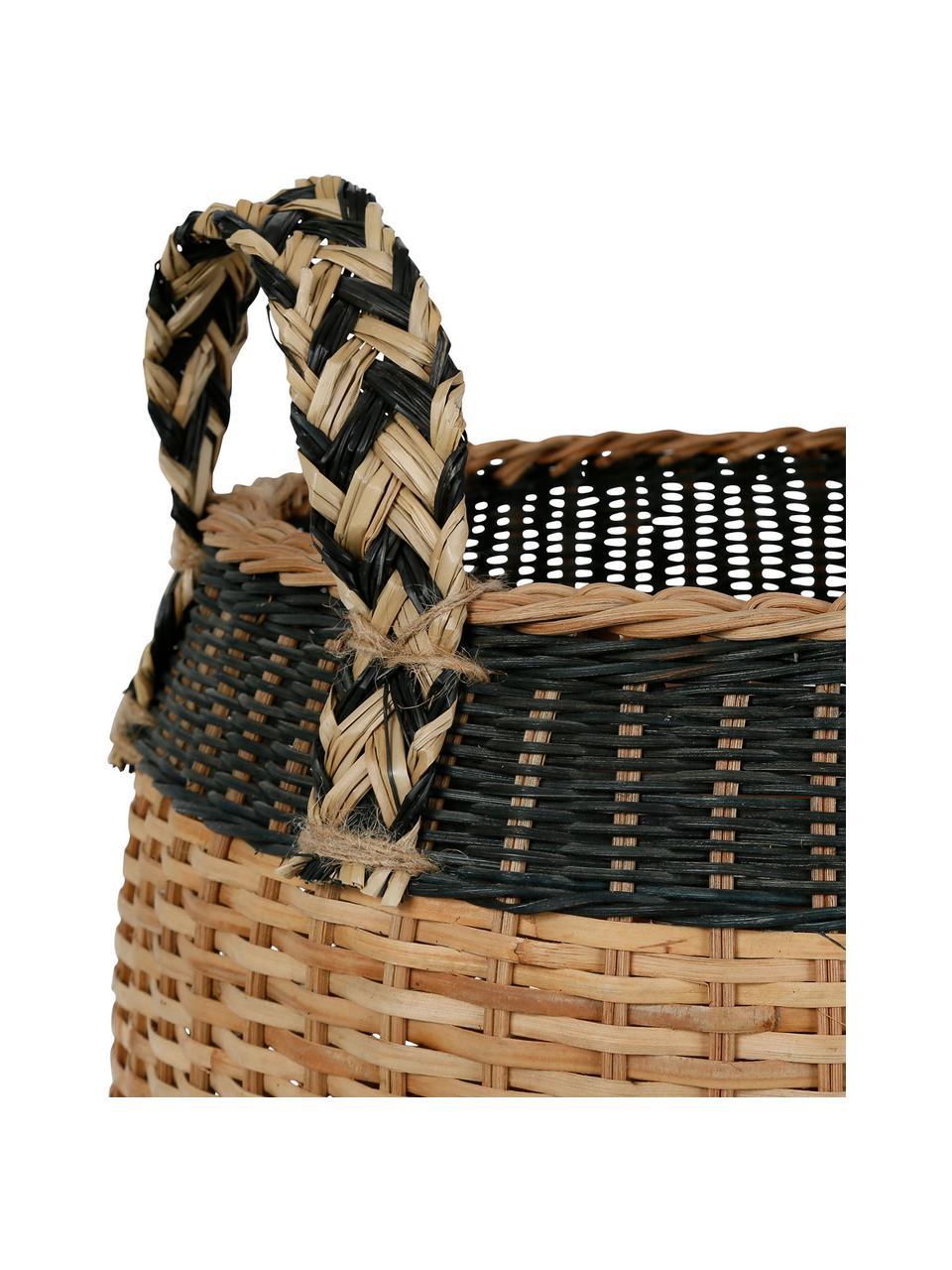 Kosz do przechowywania z rattanu Sumatra, Rattan, Czarny, beżowy, Ø 42 x W 45 cm