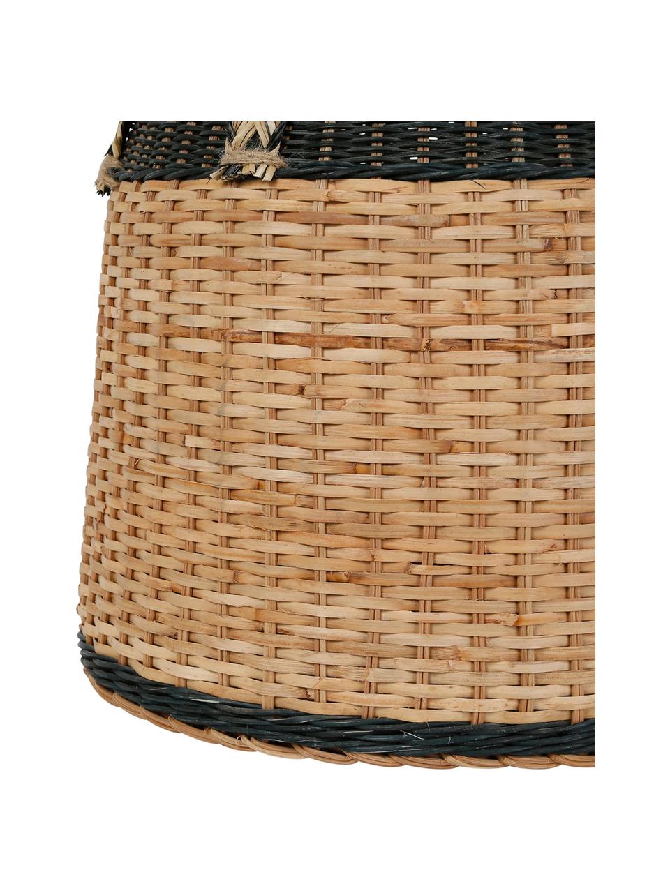 Aufbewahrungskorb Sumatra aus Rattan, Rattan, Schwarz, Beige, Ø 42 x H 45 cm