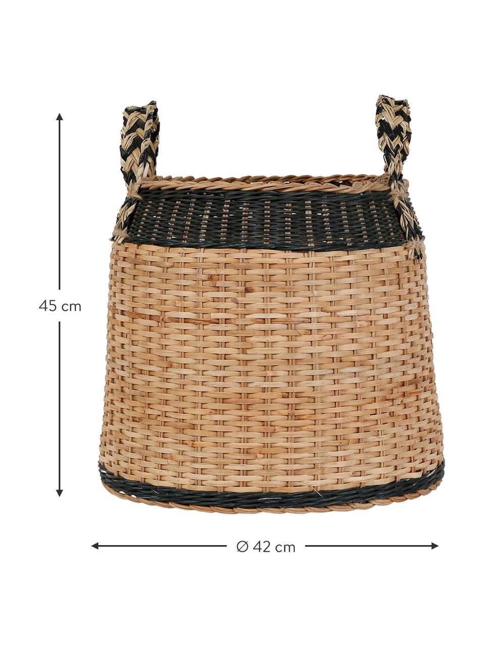 Kosz do przechowywania z rattanu Sumatra, Rattan, Czarny, beżowy, Ø 42 x W 45 cm