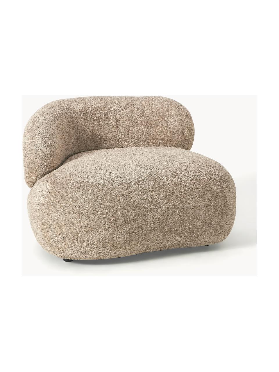 Loungefauteuil Alba uit teddy bouclé, Bekleding: 100% polyester Met 100.00, Frame: massief sparrenhout, gren, Poten: kunststof Dit product is , Teddy bouclé beige, B 102 x D 89 cm, rugleuning links