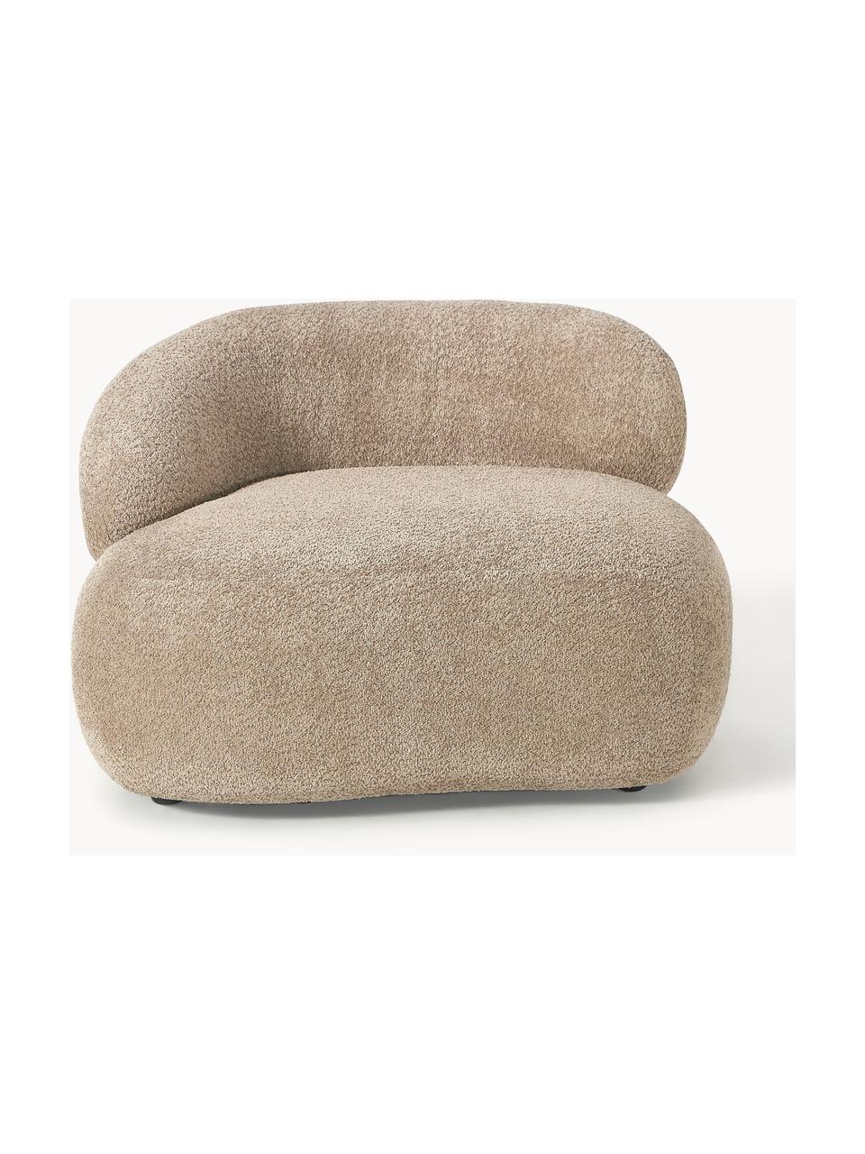 Fauteuil lounge en peluche-bouclette Alba, Peluche-bouclette beige, larg. 102 x prof. 89 cm, dossier à gauche