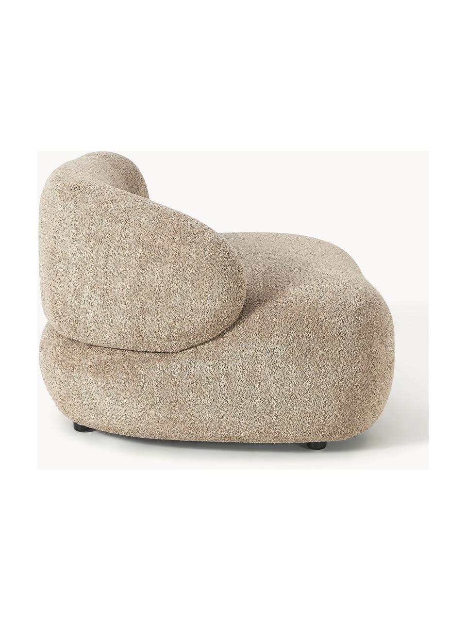 Loungefauteuil Alba uit teddy bouclé, Bekleding: 100% polyester Met 100.00, Frame: massief sparrenhout, gren, Poten: kunststof Dit product is , Teddy bouclé beige, B 102 x D 89 cm, rugleuning links