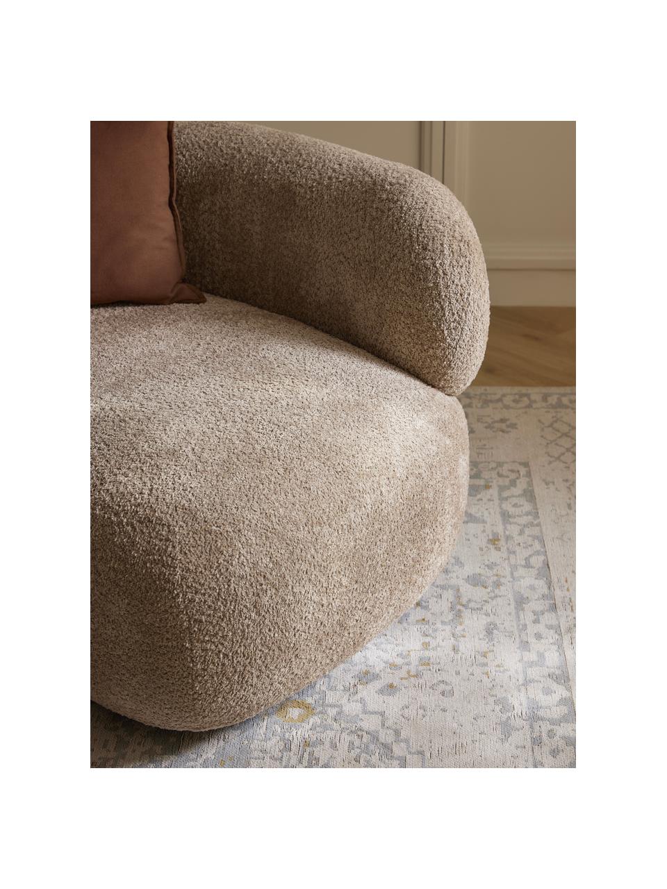 Fauteuil lounge en peluche-bouclé Alba, Peluche-bouclé beige, larg. 102 x prof. 89 cm, dossier à gauche