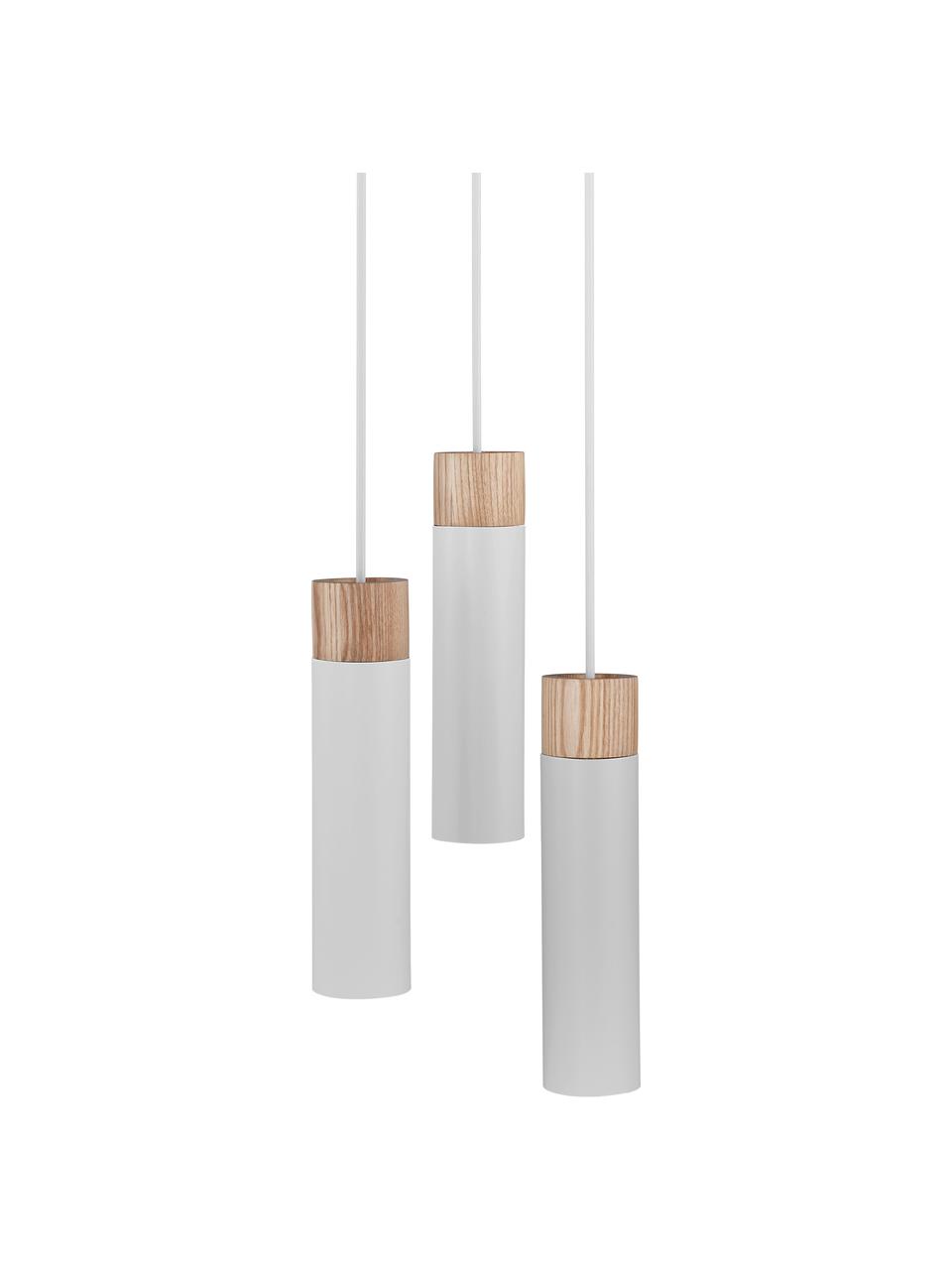 Suspension 23 lampes bois Tilo, Gris clair, bois