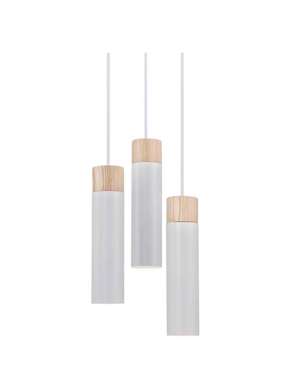 Suspension 23 lampes bois Tilo, Gris clair, bois