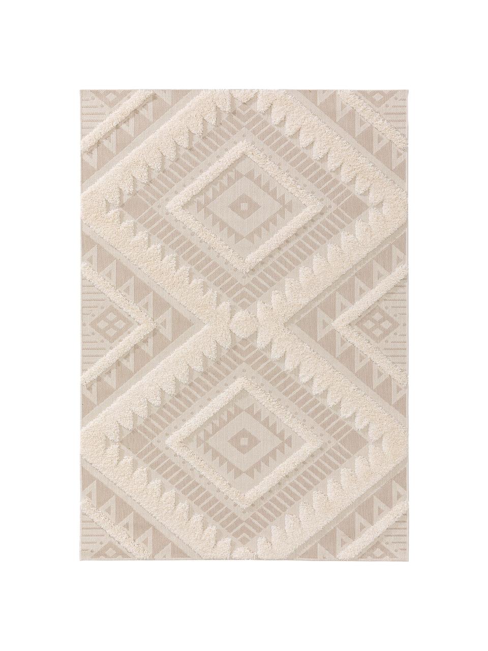 Ethno In- & Outdoor-Teppich Carlo mit Hoch-Tief-Struktur, 100% Polyethylen, Beige, Cream, B 80 x L 150 cm (Größe XS)