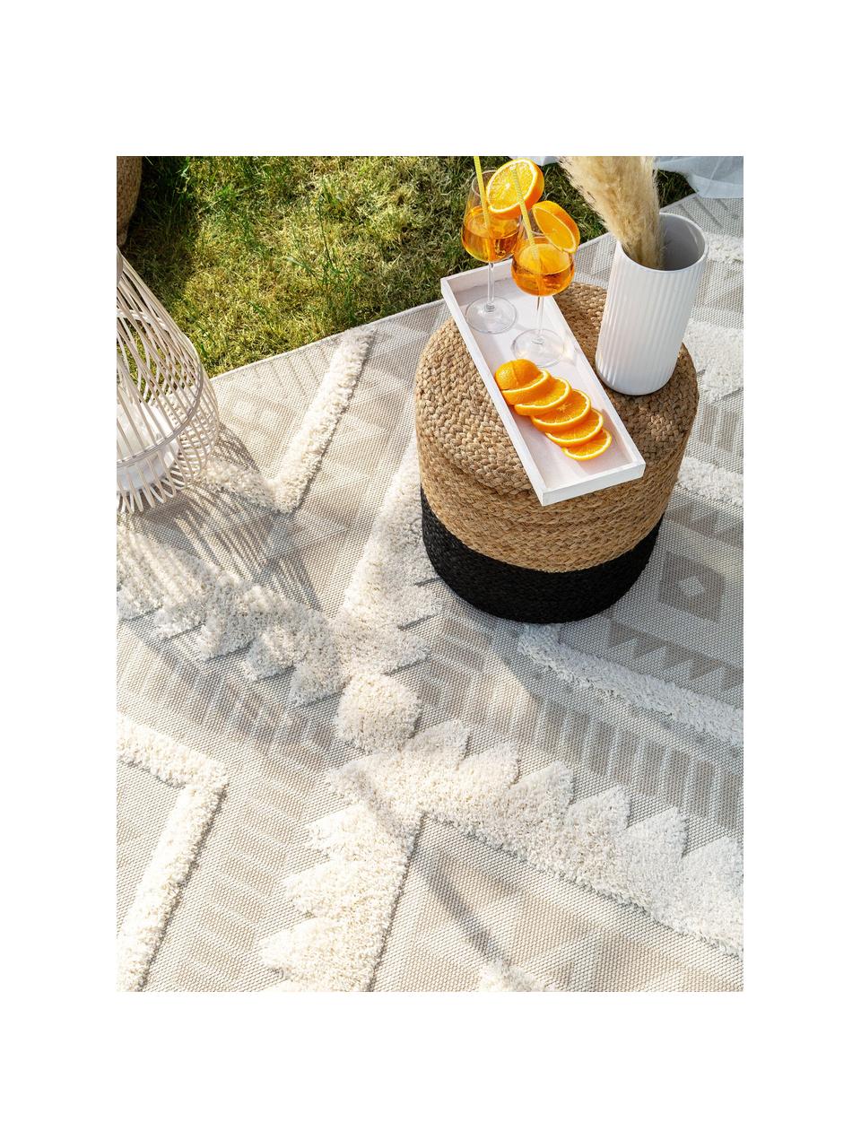 Ethno In- & Outdoor-Teppich Carlo mit Hoch-Tief-Struktur, 100% Polyethylen, Beige, Cream, B 120 x L 170 cm (Größe S)