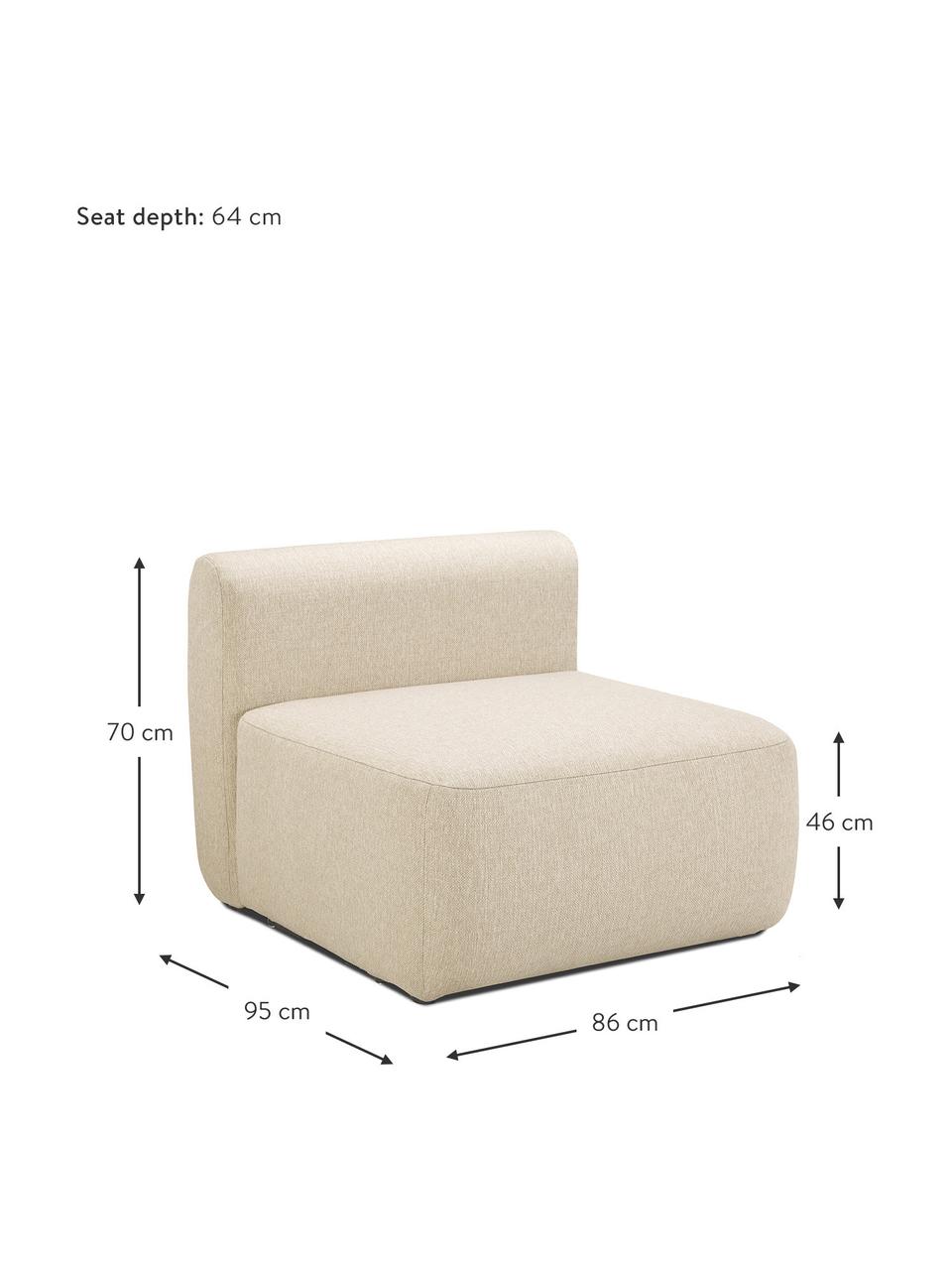 Mittelmodul Sofia, Bezug: 100% Polypropylen Der hoc, Gestell: Massives Kiefernholz, Spa, Webstoff Beige, B 86 x T 95 cm