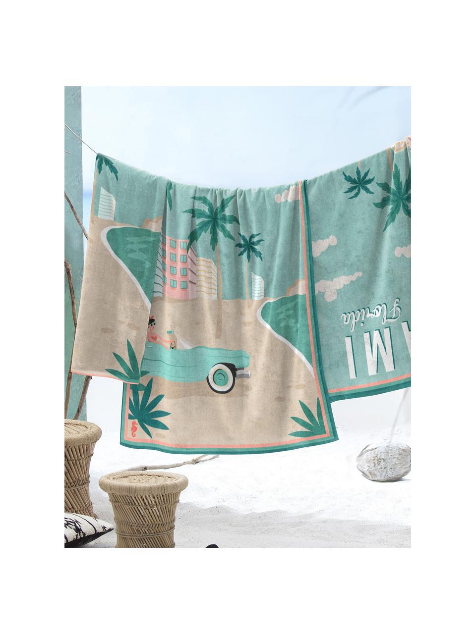 Serviette de plage en coton égyptien Miami, Miami, larg. 90 x long. 170 cm