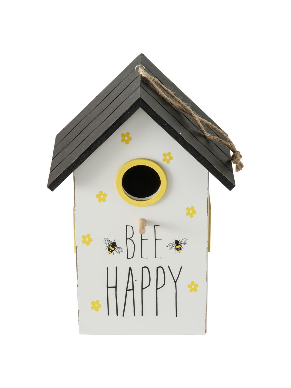 Set de casitas para pajaros Maja, 2 uds., Tablero de fibras de densidad media (MDF), recubierto, Blanco, negro, amarillo, An 15 x Al 22 cm