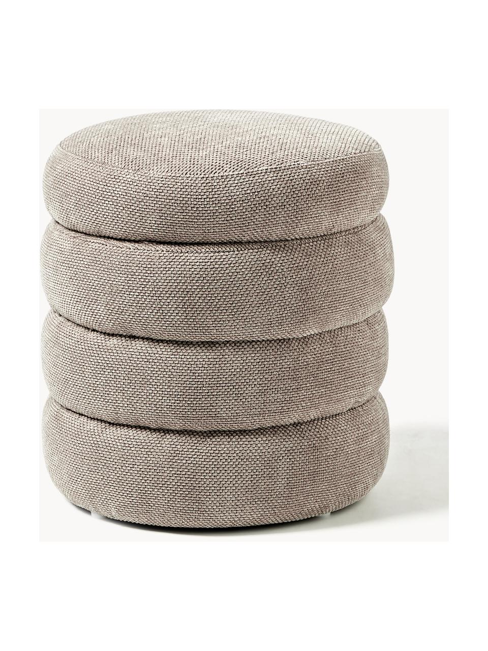 Pouf avec rangement Alto, Tissu taupe, Ø 44 x haut. 48 cm