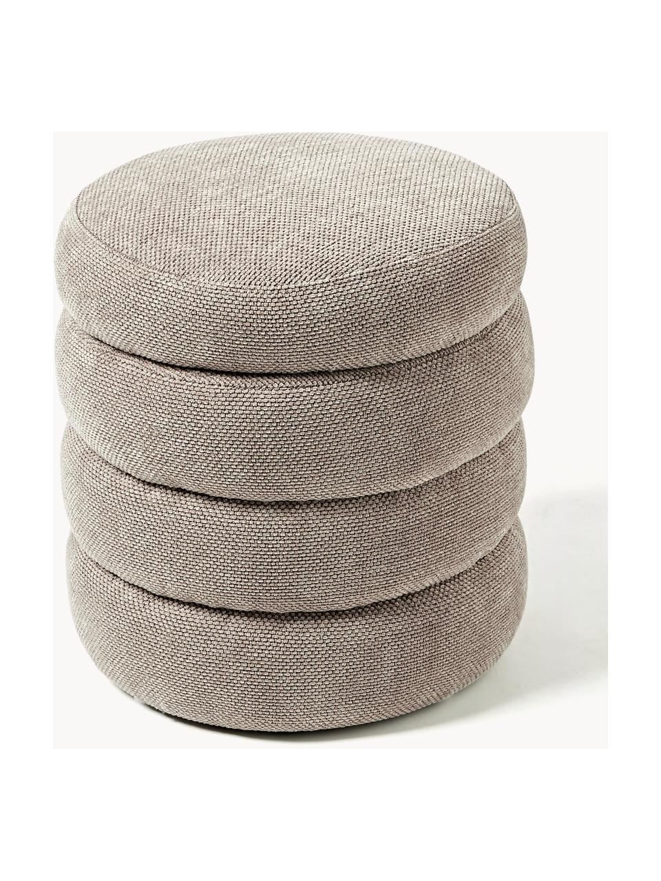 Pouf avec rangement Alto, Tissu taupe, Ø 44 x haut. 48 cm